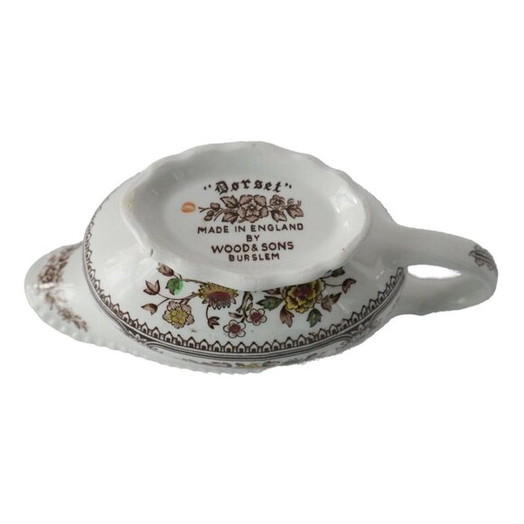 Vintage Wood & Sons Burslem Dorset Gravy Boat with Plate 1950s - Picture 5 of 7